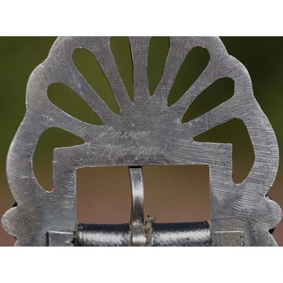 Vintage Louise Morgan Navajo Sterling Silver Sand Cast Turquoise Concho Belt - Picture 9 of 9